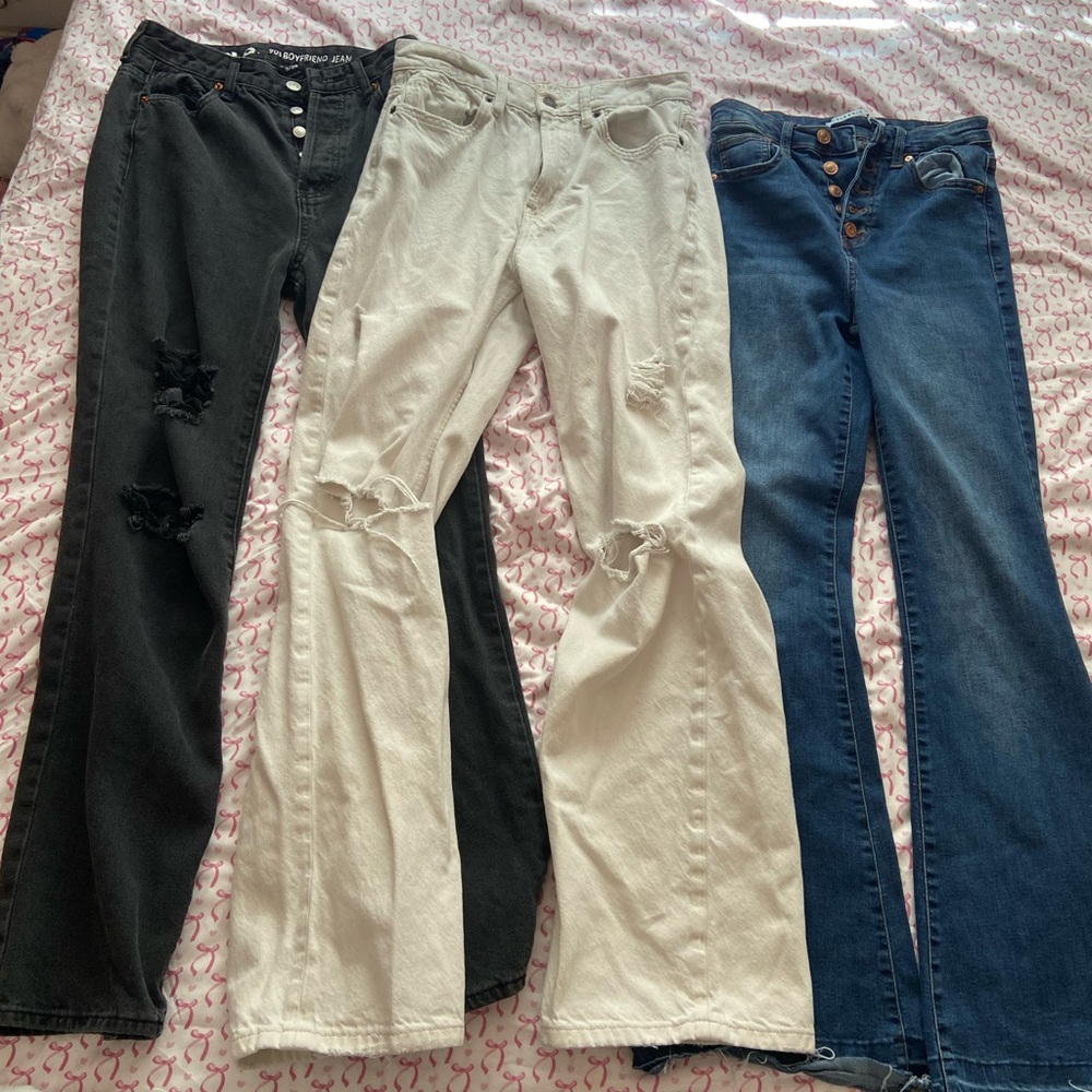 Trio of Distressed and Classic Jeans